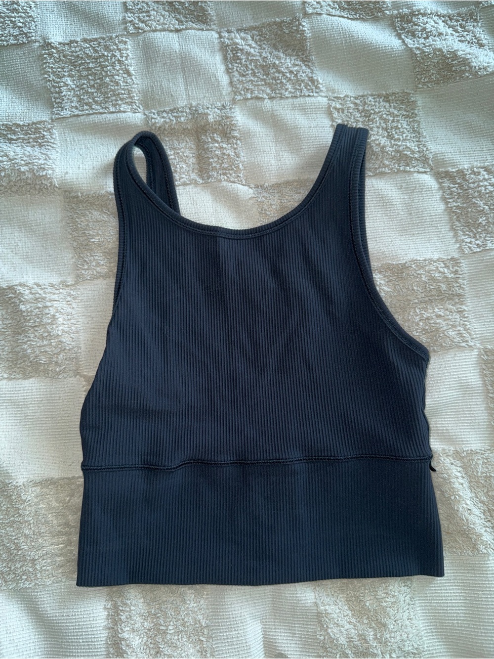 Black ribbed‎ Lululemon Power Pivot tank top XS
